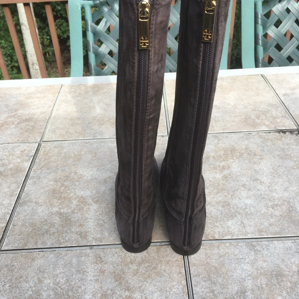 Tory Burch Irene brown tall suede boots 6 - Picture 10 of 12